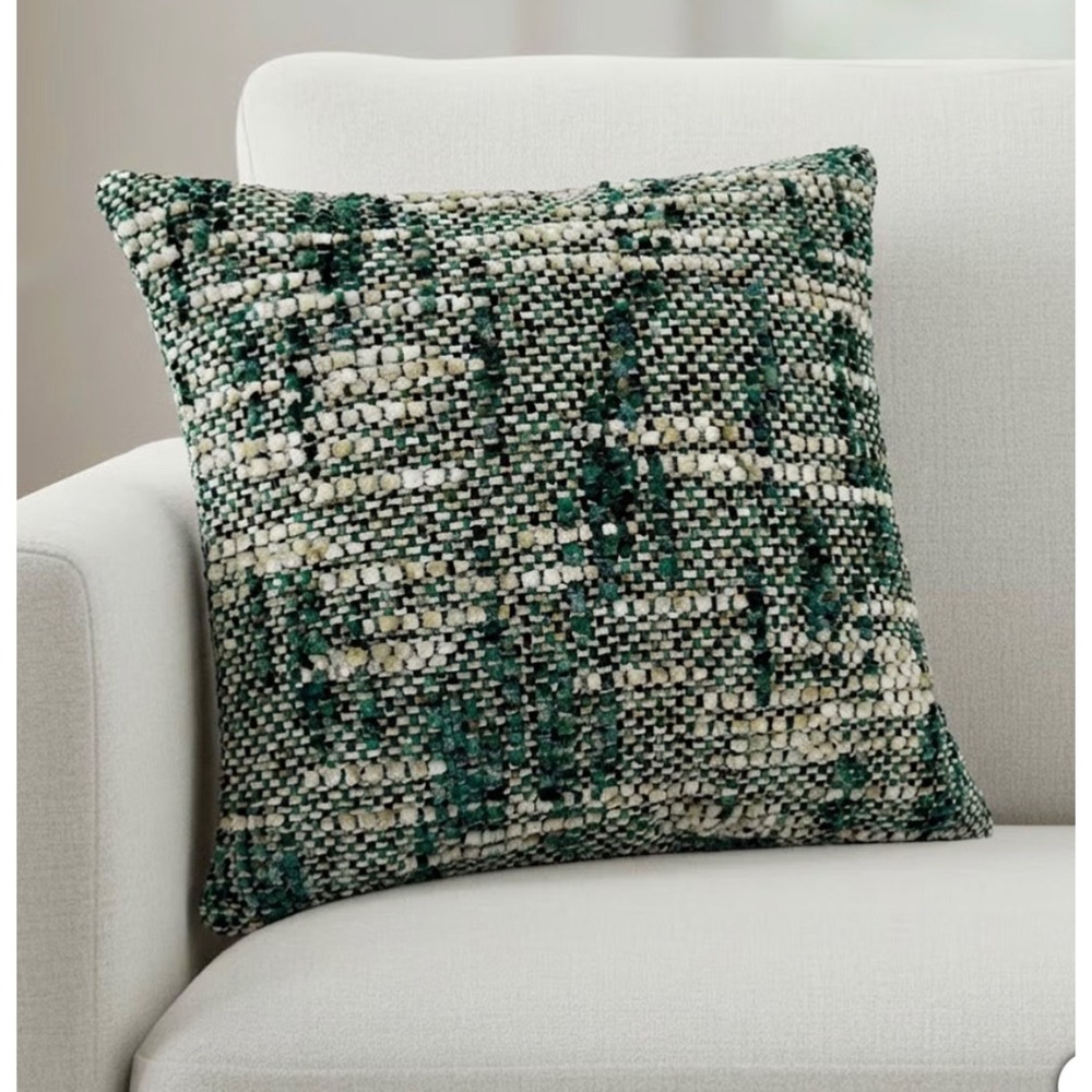 Marbled Chenille Decorative Pillow Covers 2 Pack Green 20x20 New